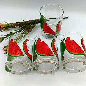 🍉HP! 4 Vintage Anchor Hocking Watermelon Glasses